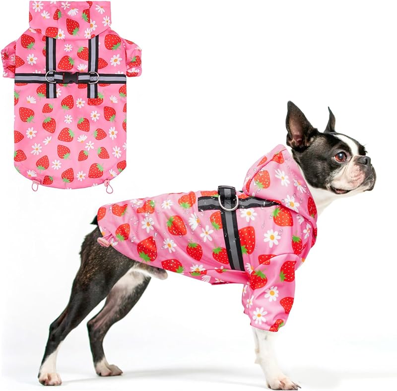 Capa de Chuva para Cães Grandes BEAUTYZOO com Capuz, Impermeável e Peitoral Integrado