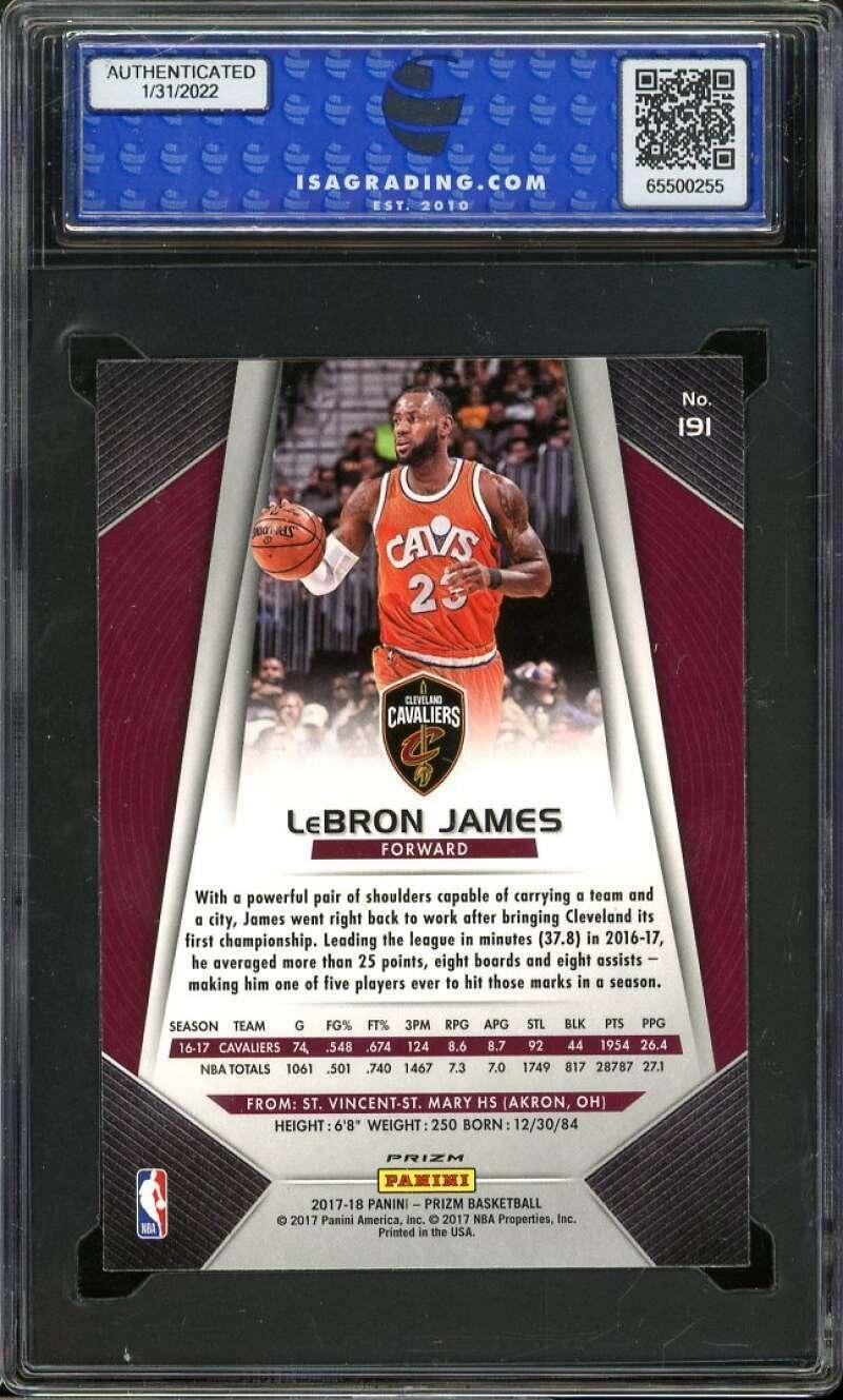 LeBron James Card 2017-18 Panini Prizm Prizm #191 ISA 10 GEM MINT - Unsigned Basketball Cards