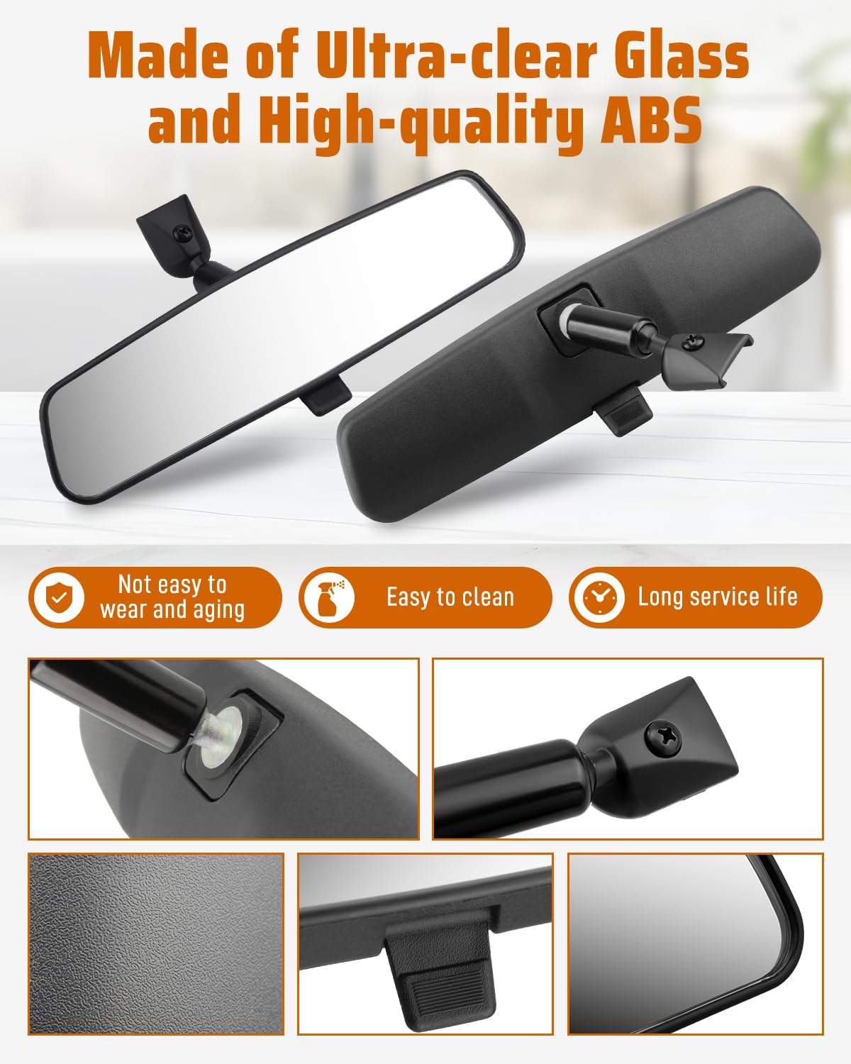 Interior Rear View Mirror Fit for Jeep Wrangler 2001-2017, Fit for Dodge Challenger/Charger/Magnum 2005-2014 Replace 55156172AA