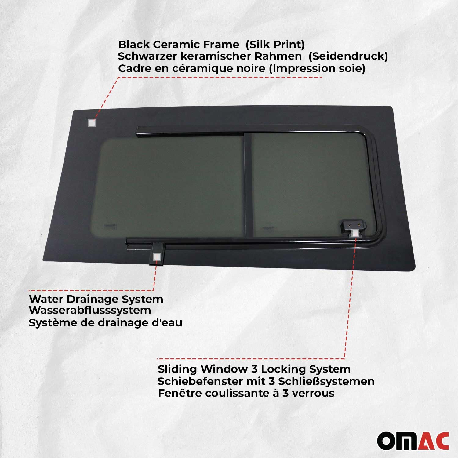 OMAC Seitenfenster Schiebefenster kompatibel mit Renault Master 2010-2024 Links L2 L3 L4 H2