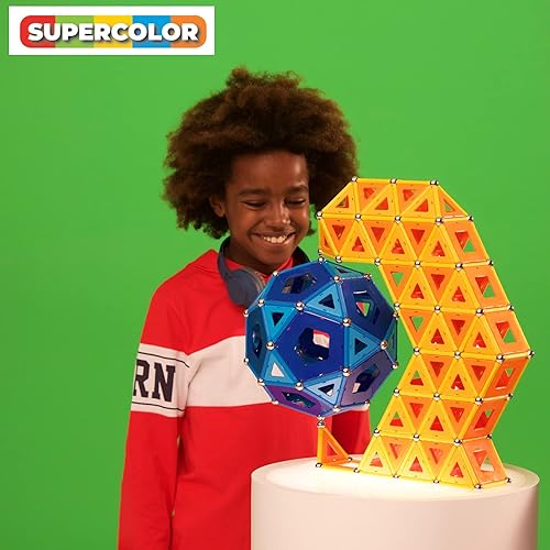 Miniatura 8 de Geomag Supercolor - Juguetes magnéticos para niños a partir de 5 años, 78 imanes educativos STEM para niños, bloques magnéticos, azulejos y juguetes