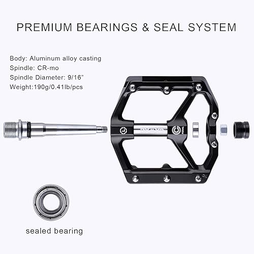 Vista 4 de CXWXC Pedales de bicicleta de carretera/MTB - Pedales de bicicleta de aleación de aluminio - Pedal de bicicleta de montaña con clavos