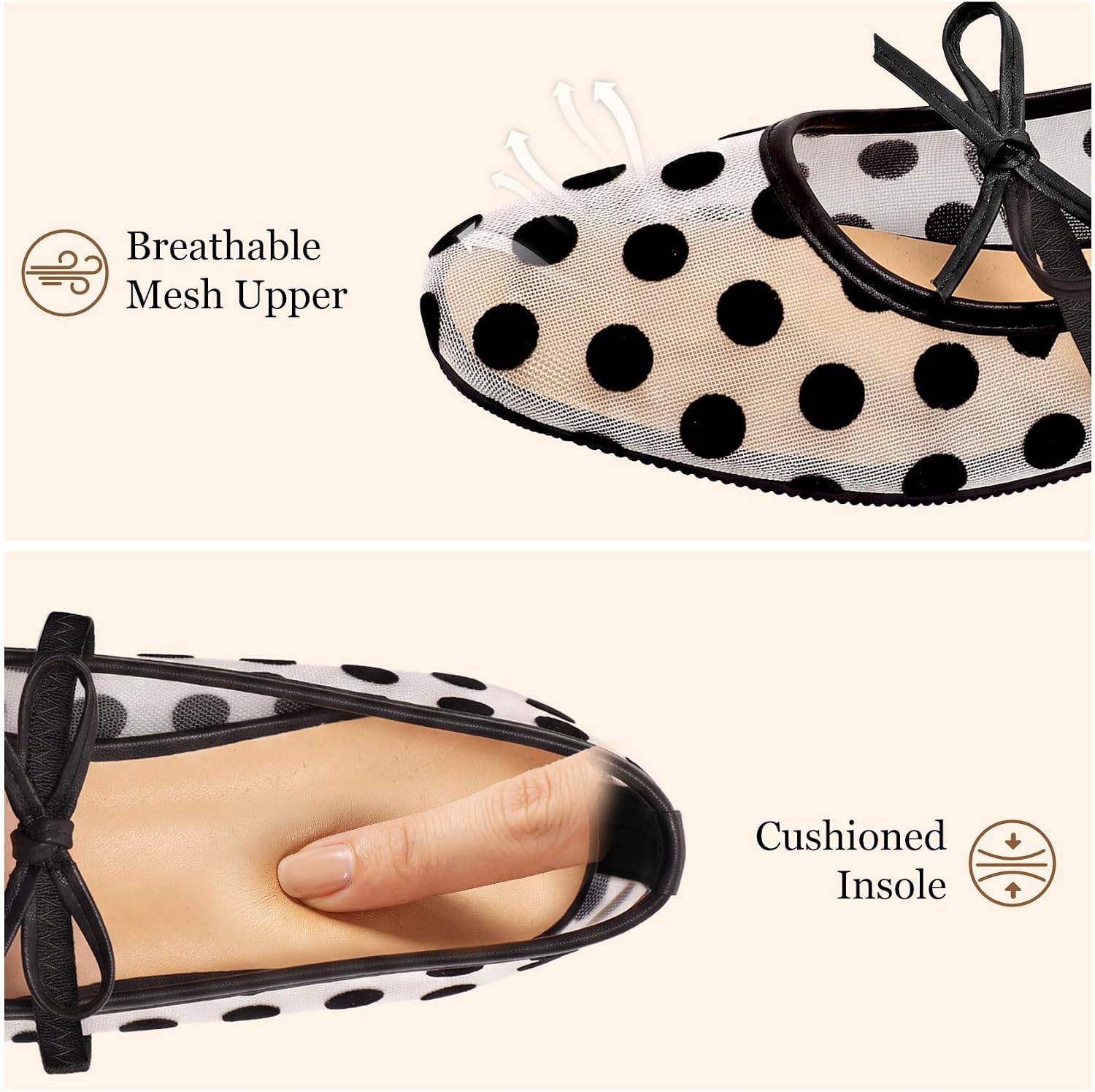 Women's Leopard Mesh Ballet Flats Comfortable Casual Work