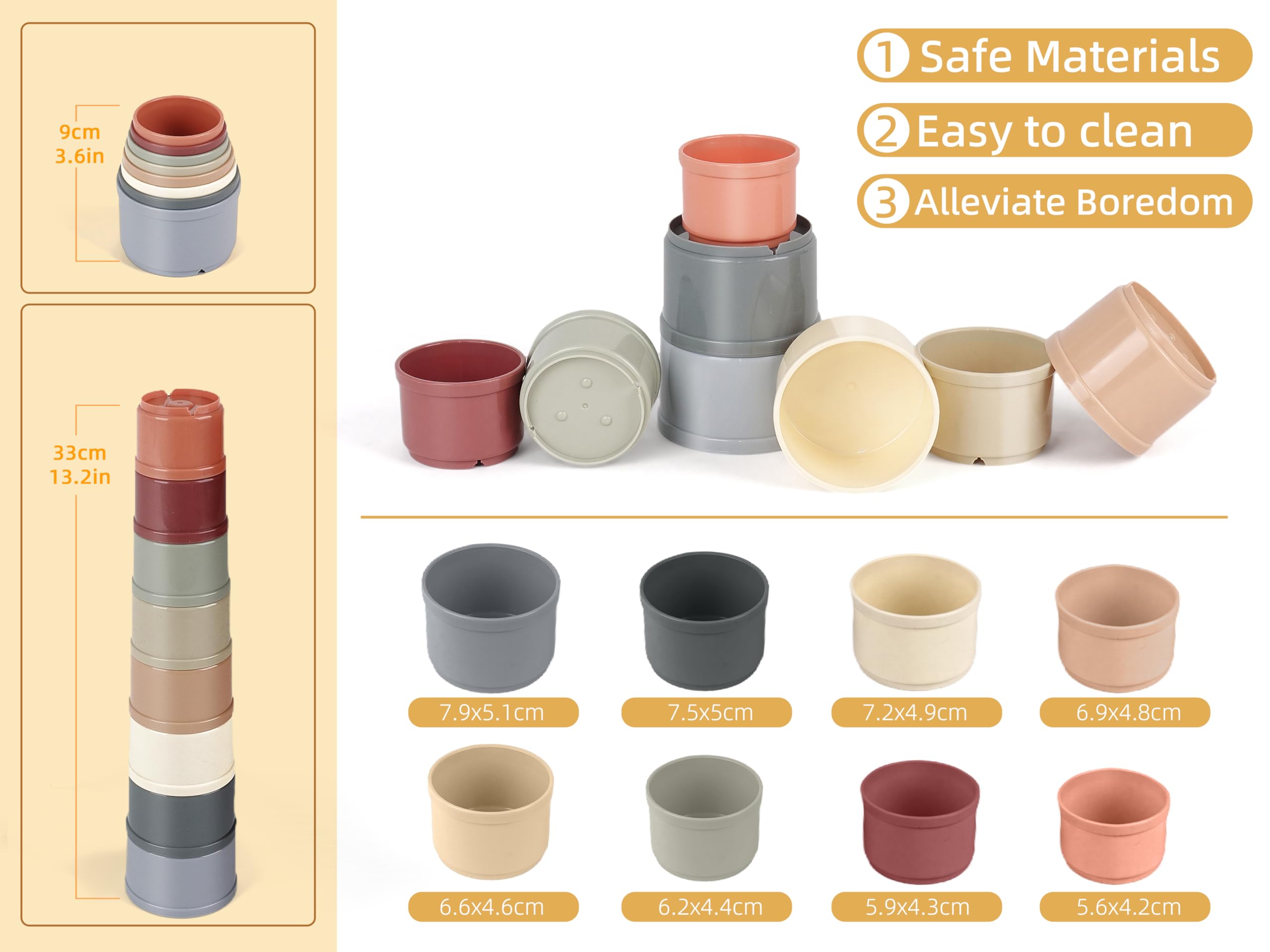 HIIMALEX 8-Pcs Bunny Toys Stacking Cups for Rabbit Foraging and Play Bunny Essential Toys Safe Plastic Accessories for Small Animals Rabbits