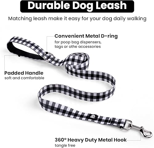 Miniatura 10 de FURRYFECTION Juego de collar y correa reflectante para perro con hebilla de liberación rápida, acolchado con collar de nailon ajustable de neopreno