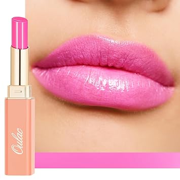 Oulac Moisturizing Shine Pink Lipstick for Women - 2 in 1 Glossy Bright Pink Tinted Lip Balm, Hydrating Winter Lipstick for Dry Lips,Shine Juicy Finish Vegan 2.2g/0.07oz 15
