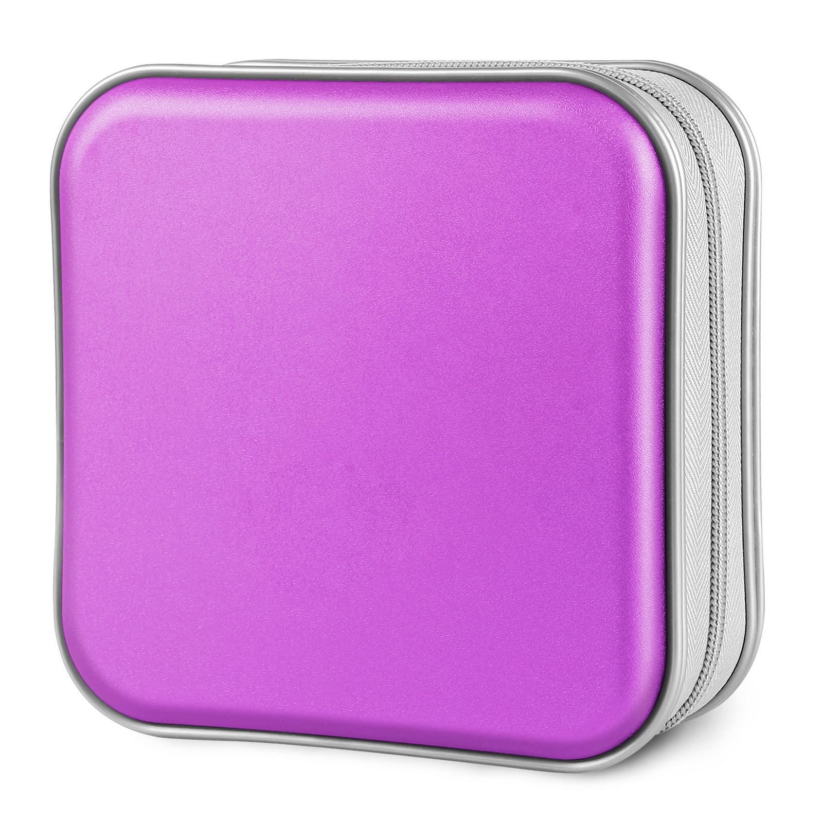 CD Case, 40 Capacity CD/DVD Case Holders Wallet Hard Plastic DVD Disc Cases Storage Binder for Car Home Office Travel (Purple)