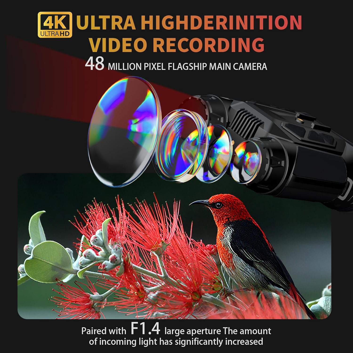 Night Vision Goggles- 4K Night Vision Binoculars for Adults with WiFi, 64GB TF Card in Night Vision,7X IR & 16X Zoom,Military Tactical Equipped with Altitude, Air Pressure and Compass Functions