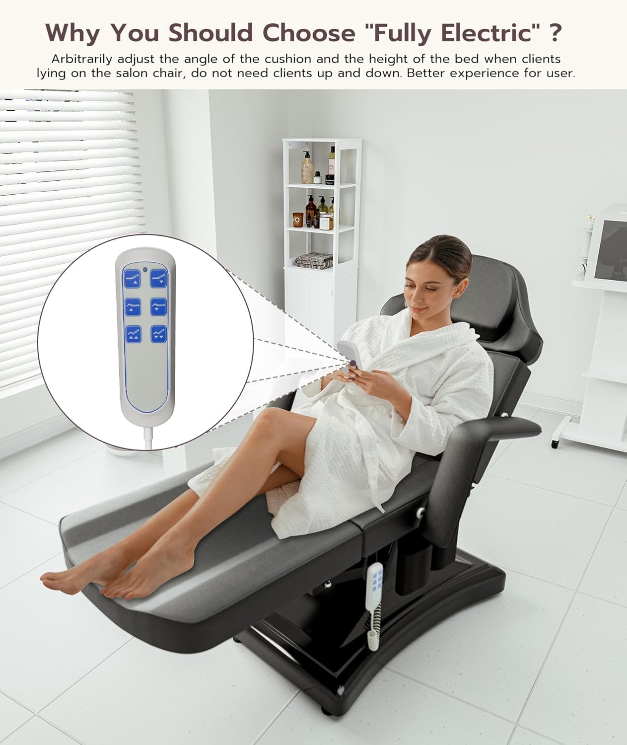 Icoget Fully Electric Tattoo Chair Esthetician Bed for Clients, 3-Motor Adjustable Spa Table Facial Bed for Lashing, Waxing, Professional Aesthetics Chair for Salon, Black