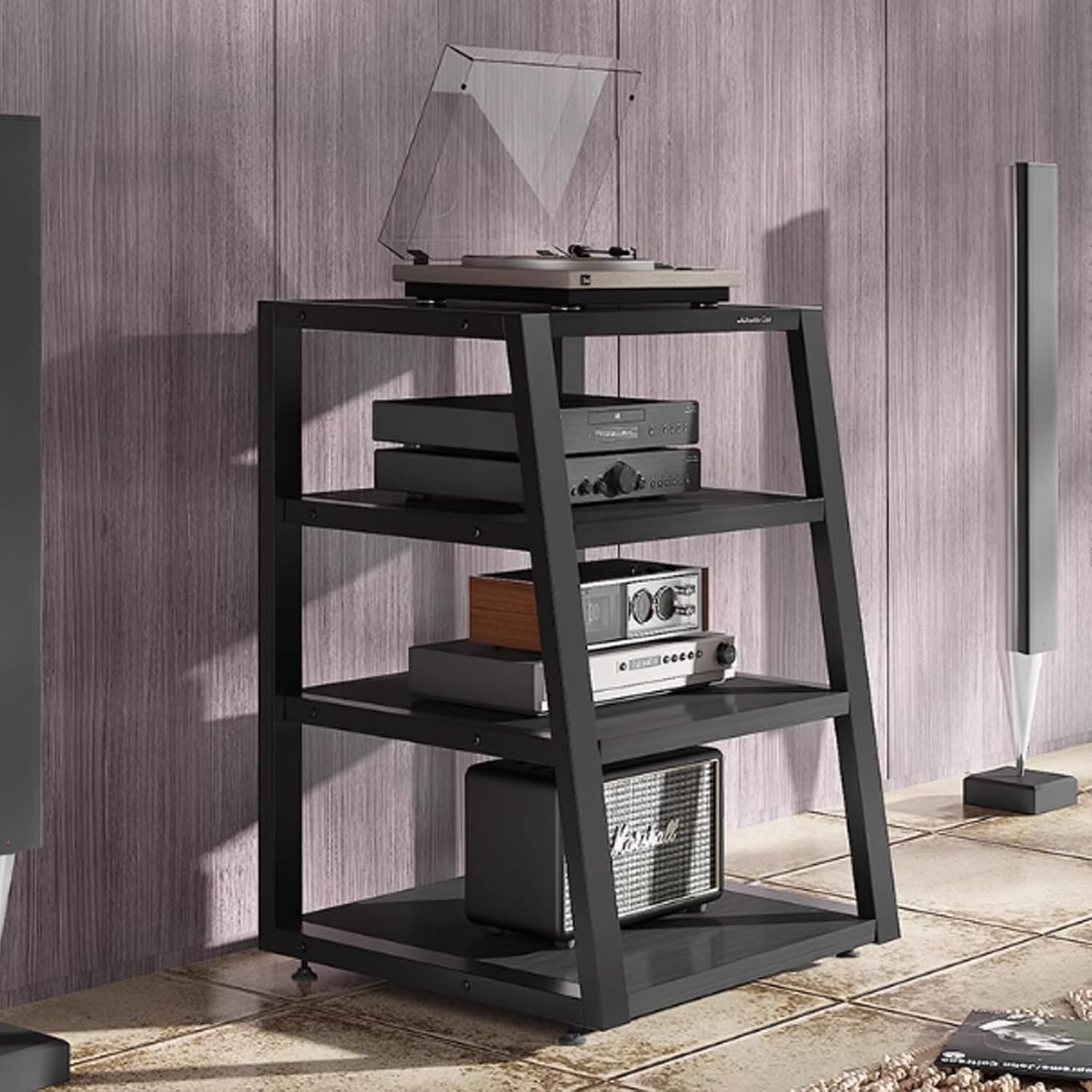 AV Media Stand,Audio-Visual Shelving Stereo Cabinet,2/3/ 4 Layer Stereo Components Cabinet,Modern Stereo Racks and Stands,for Living, Gaming, Recording Room