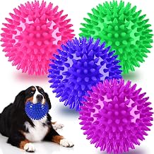 Pweituoet 4.5 Heavy Duty Squeaky Dog Balls for Medium Large Dogs, Dog Toys for Aggressive Chewers, Spike Ball Toys for Clean Teeth and Training2 Pack 4.5" 4apck