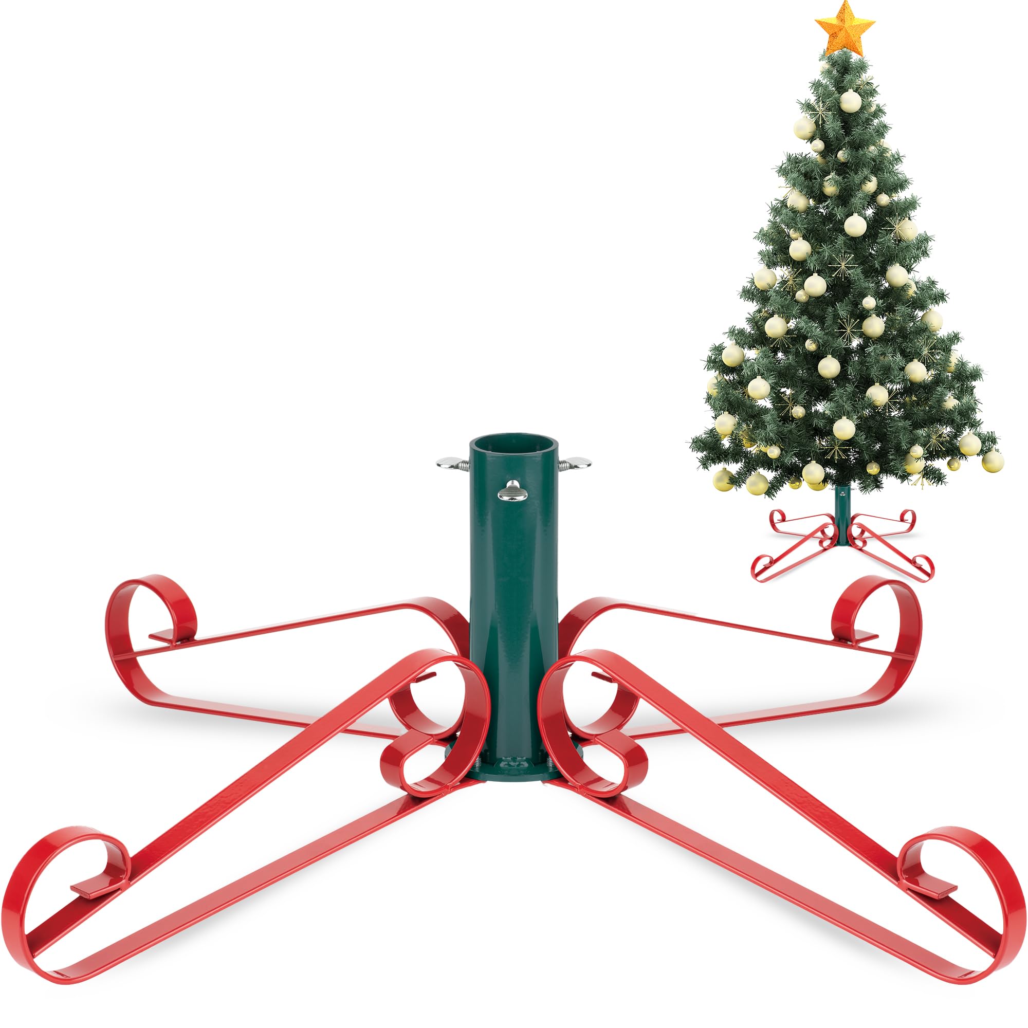 Pied de Sapin de Noel Artificiel: Support pour Sapin de Noël Metal Socle Pied de Sapin Artificielle Christmas Tree Stand Artificial - Jusqu'à 2.5m Diamètre 1.8-3.5 cm Grace Rouge