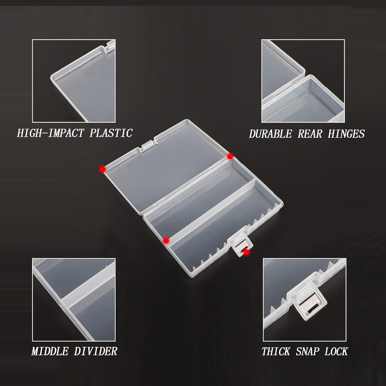 Battery Storage Box,AA Batteries Portable Organizer Box Holds 48 AA Batteries,Insulative Plastic Clear Color