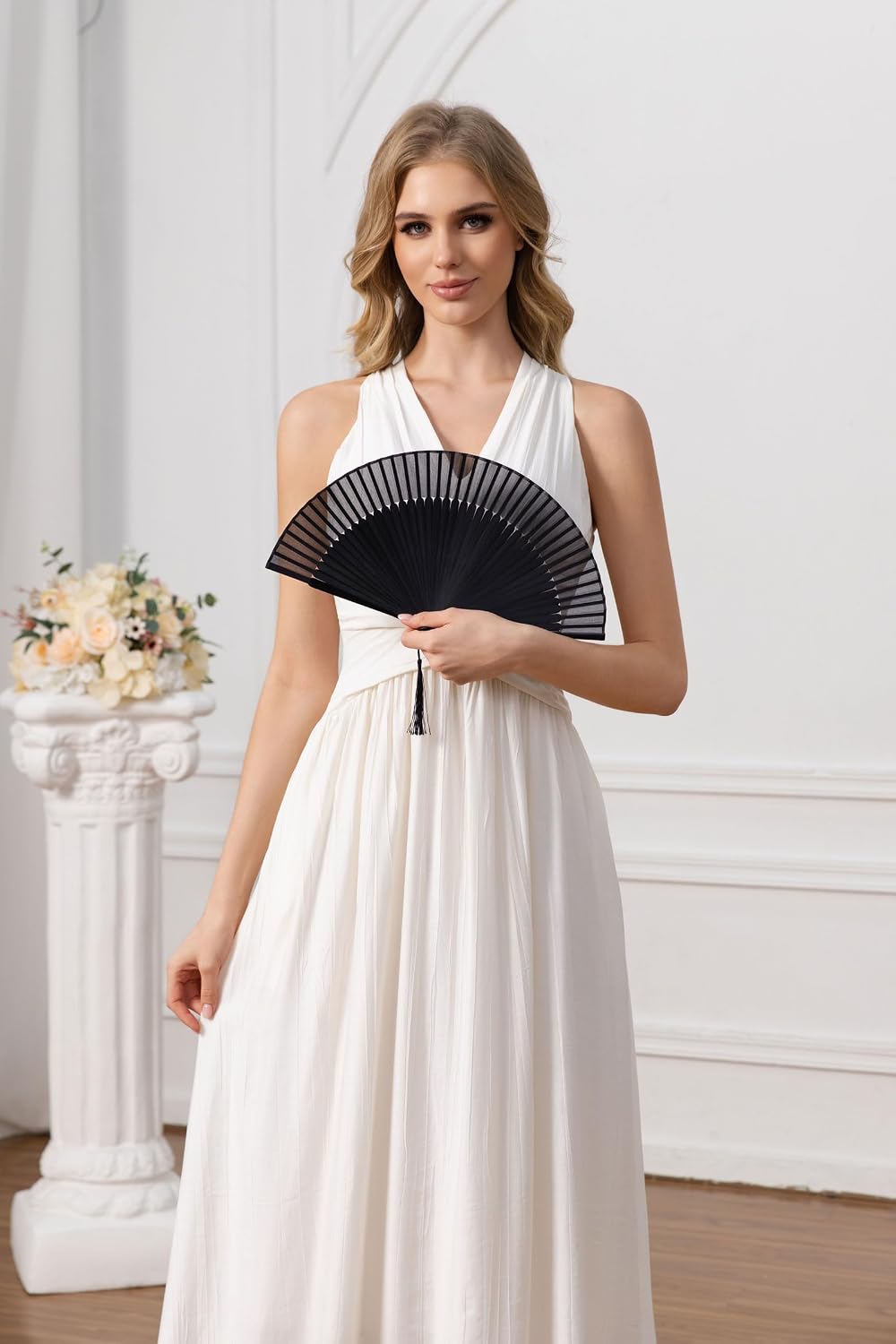 Hand Fan Foldable for Women, Portable Hand Held Fan, Black
