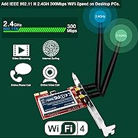 Vista 3 de Adaptador de red inalámbrico N 2.4GHz 300Mbps PCIE para Windows 11, 10, 8.1, 8, 7, XP (32/64bit), Windows Server y Linux PCs, tarjeta WiFi PCIE