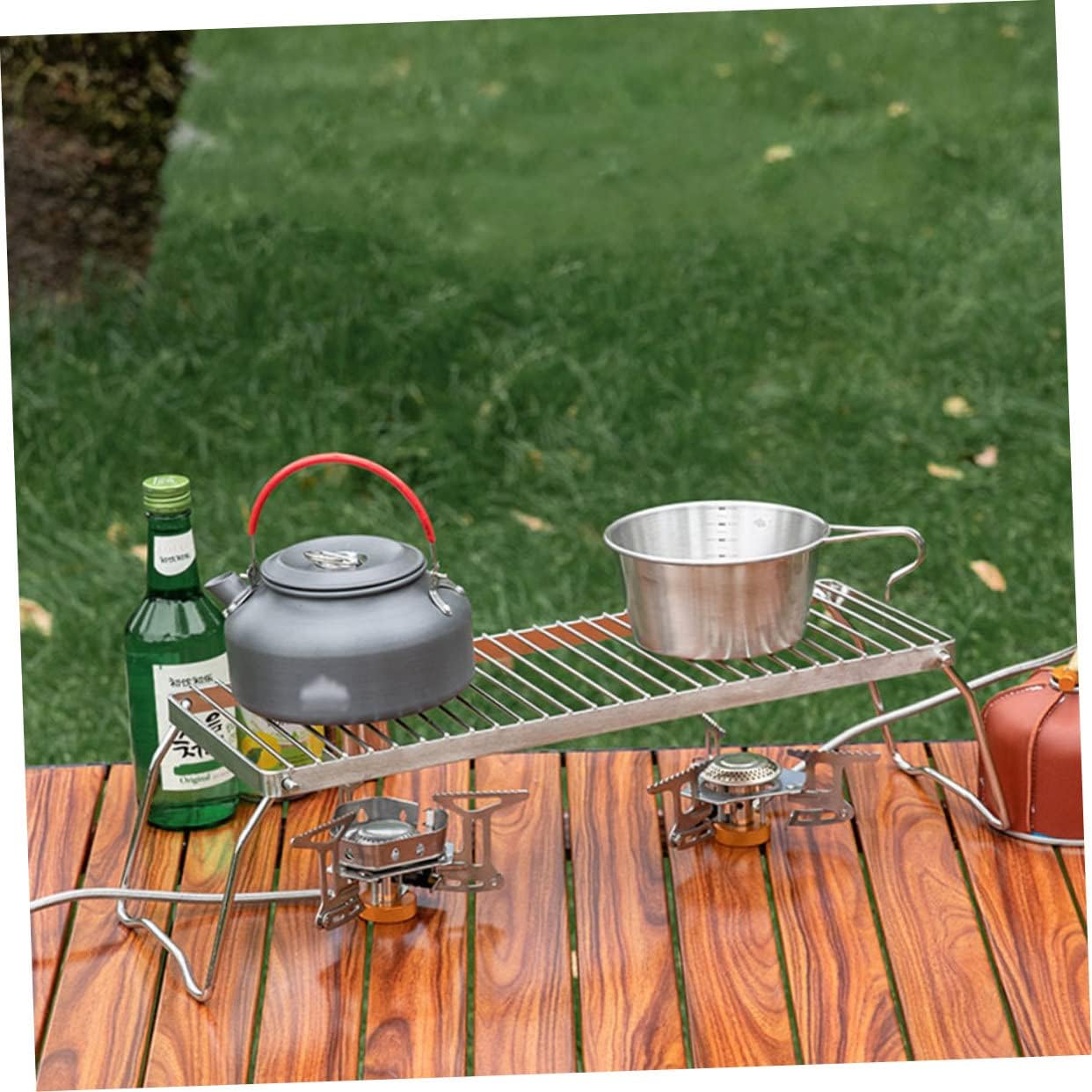 Outdoor Stainless Steel Folding Grill Rack Portable Bbq Stand for Camping Picnic Fire Pit Cooking Durable Compact Design for and Storage