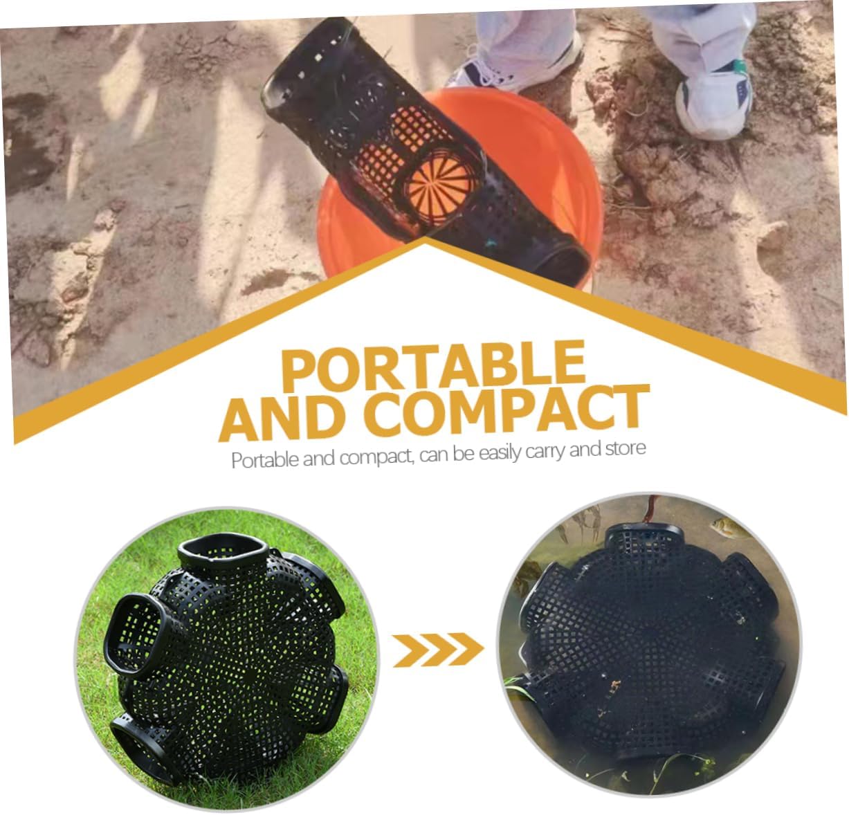 EEL Fish Trap Reusable Crawfish Netting Cage for Portable Fishing for Freshwater Saltwater Bait Capture Tight Seal Plastic Design