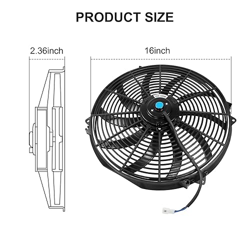 Vista 39 de JDMSPEED Nuevo 14 "pulgadas universal delgado ventilador push pull radiador eléctrico enfriamiento 12V kit rojo