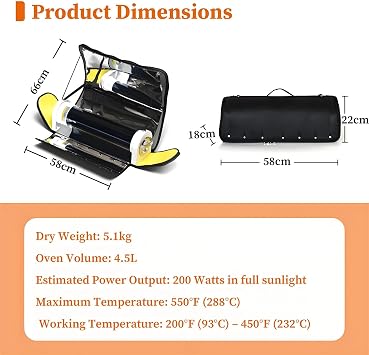 Solar Oven Portable Oven-4.5L Large Capacity Solar Cooker Outdoor Oven Camping Stove with Thermometer For 2-3 People Backpacking Hiking Family Party