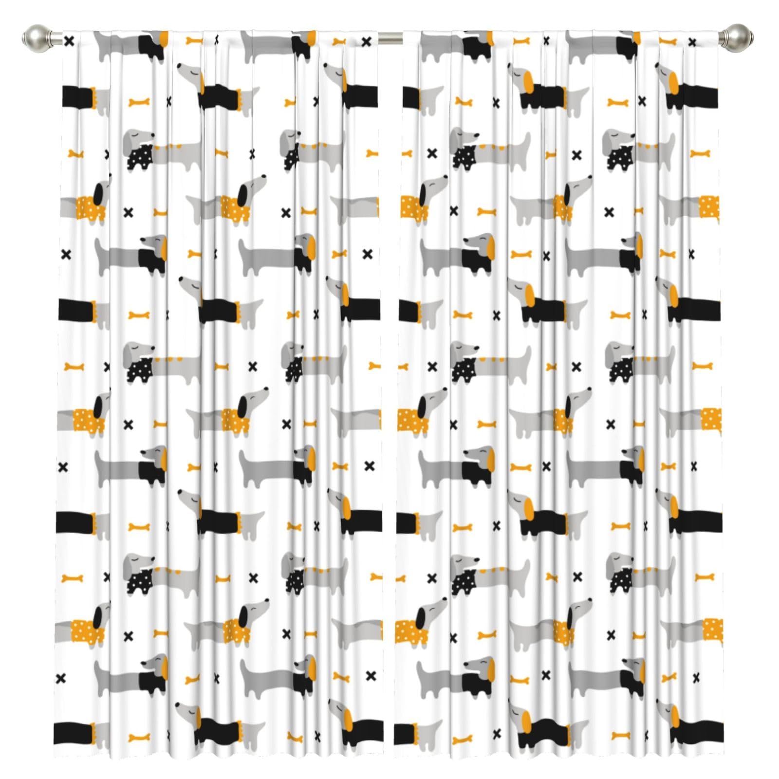 InOmak Dachshund, 2 Panels Window Curtains 52 x 84 Inch Blackout Curtains for Living Room Bedroom