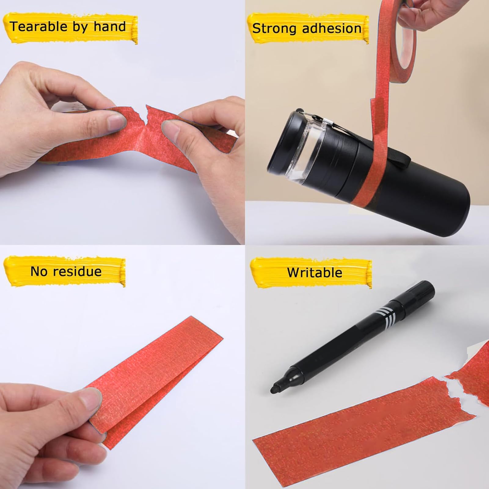 Nastro Per Mascheratura Rosso, 10 Rotoli 35mm x 20m Rosso Nastro Carta Imbianchino Nastro Adesivo Carta, Scotch Di Cartas Masking Tape Per Imbianchino, Mascheratura, Ristrutturare