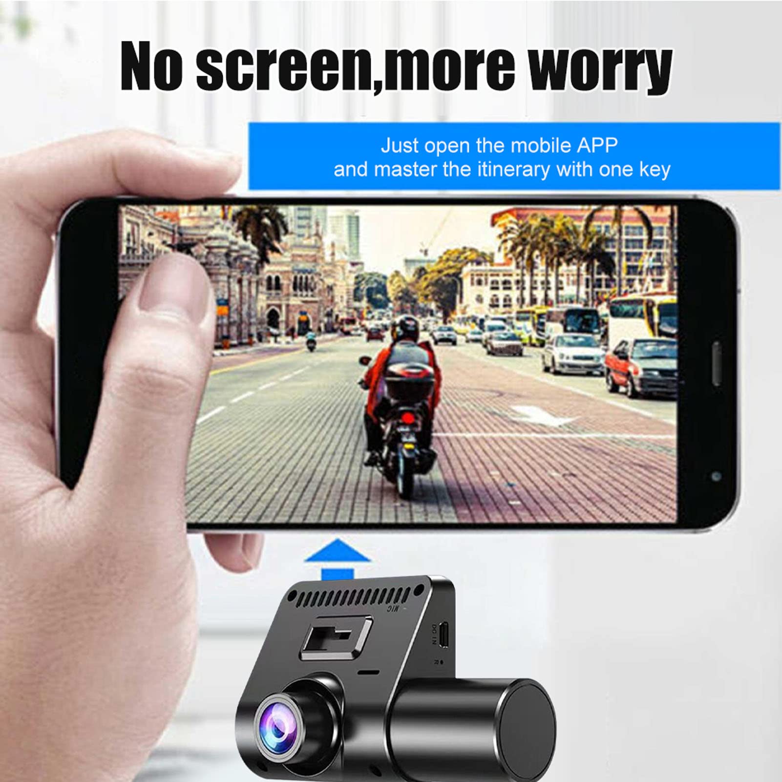 Dioche Caméra De Tableau De Bord 3 Canaux Dash Cam Enregistreur De