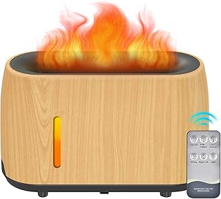 Essential Oil Diffuser Humidifier - MIXIGOO Aromatherapy Diffuser with Flame Fire Effect, 240ML and 7 Changing Colors, Waterless Auto-Off Ultrasonic Diffusers for Large Room, Home, Office