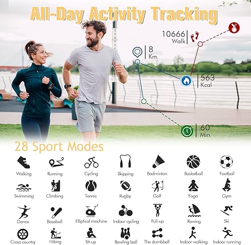 Miniatura 6 de Smart WatchMakeAnswer Call 2022 Upgraded Fitness Watch with Heart Rate Blood Pressure Monitor IP67 Waterproof Bluetooth Phone Watch 17 Touch Screen