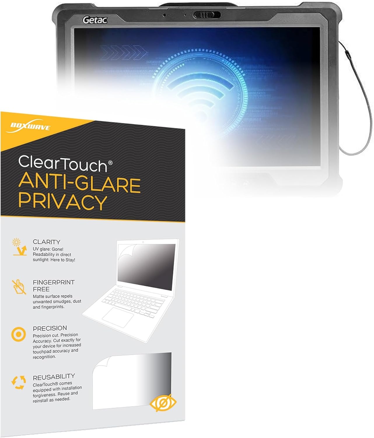 BoxWave Screen Protector Compatible with Getac A140 - ClearTouch Anti-Glare Privacy (2-Pack), Privacy Screen Protector Flexible Film Anti-Glare