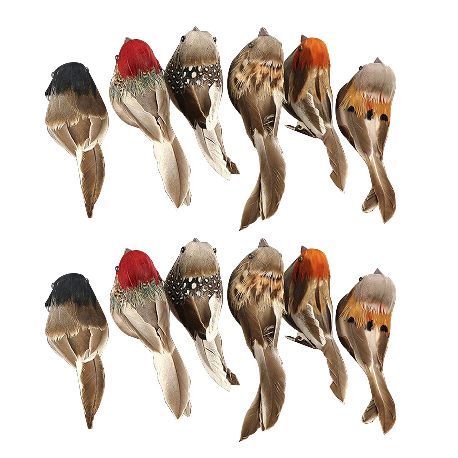 Confezione da 12 Uccelli con Piume Artificiali in Schiuma, Decorazione Realistica di Uccelli con Piume in Schiuma, Simulazione Passero per Artigianato, Ornamenti con Clip per (1)