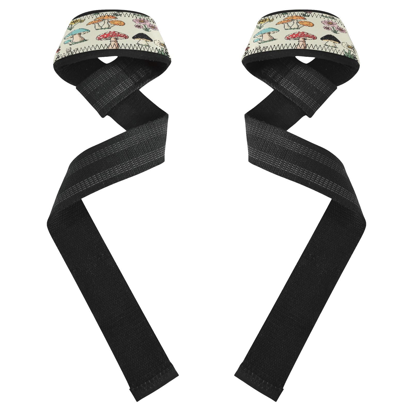 STAYTOP Cute Cartoon Mushrooms Wrist Straps for Weightlifting,Lifting Straps with Neoprene Cushioned Wrist Padded and Anti-Skid Silicone for Strength Training,Bodybuilding,Deadlifting