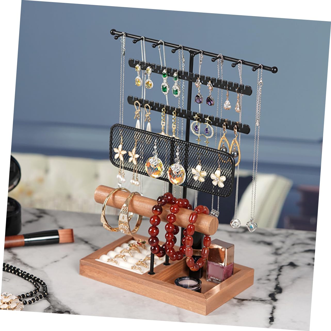 Healifty Expositor De Joyas Para Guardar Aretes Collares y Pulseras Organizador De Collares Para Expositor De Pendientes Para Dormitorio y Baño