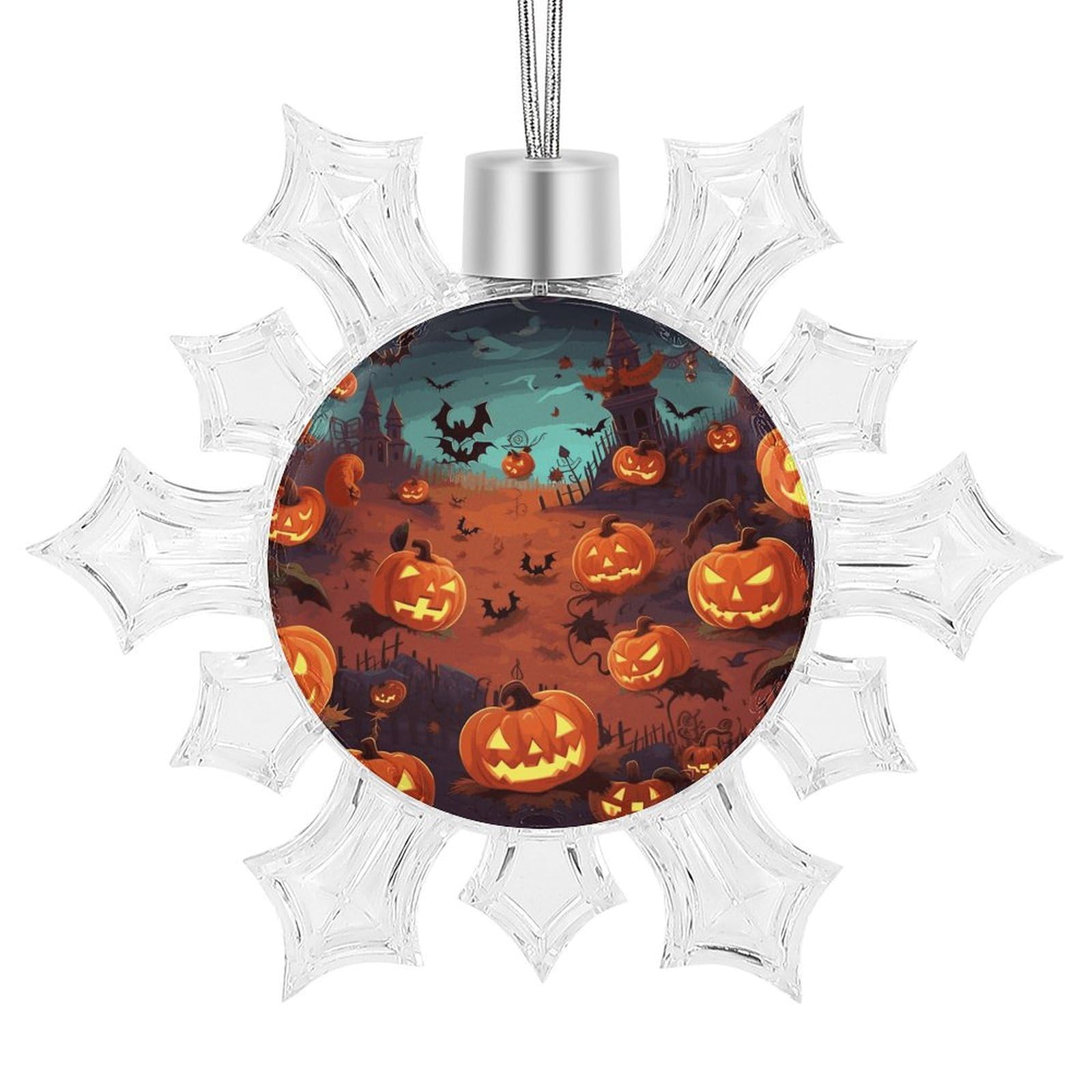 Pendentif flocon de neige de Noël et Halloween en plastique et aluminium 10cm