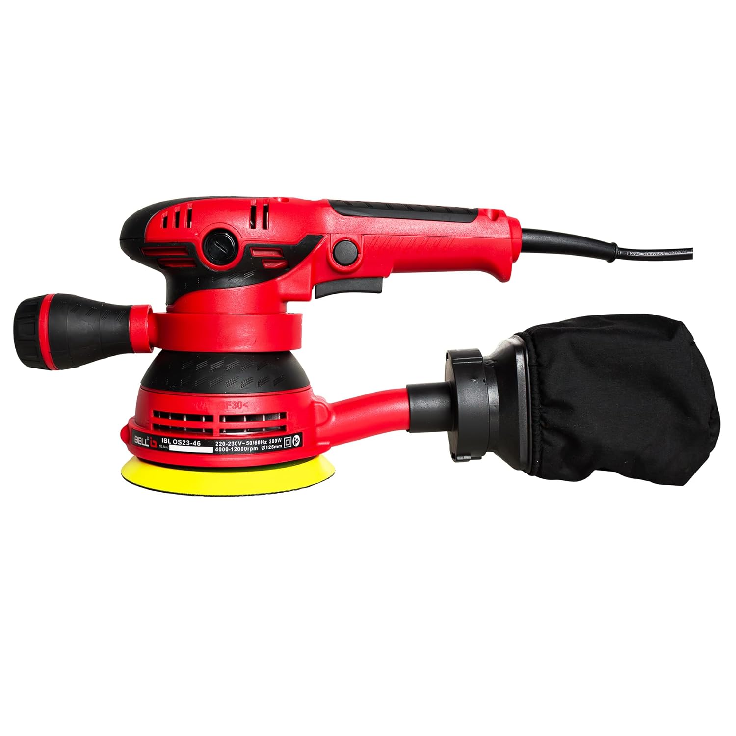 IBELL Random Orbital Sander OS23-46, 300W, Copper Armature, Disc dia 125mm, 12000RPM with Variable Speed Control and Dust ...