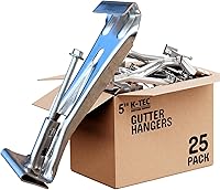 K-TEC Hidden 5 Inch Gutter Hangers with Pre-Inserted Rust-Resistant Screws - Heavy Duty Brackets & Clips for K-Style Aluminum Gutters, 25 Pack