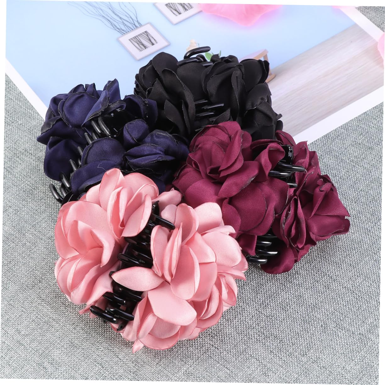 PACKOVE 8stücke Teiliges Große Haarklammern Mit Rosendekor Für Damen Rutschfeste Haarspangen Weinrot Marineblau Für Hochzeiten Partys Und Besondere Anlässe
