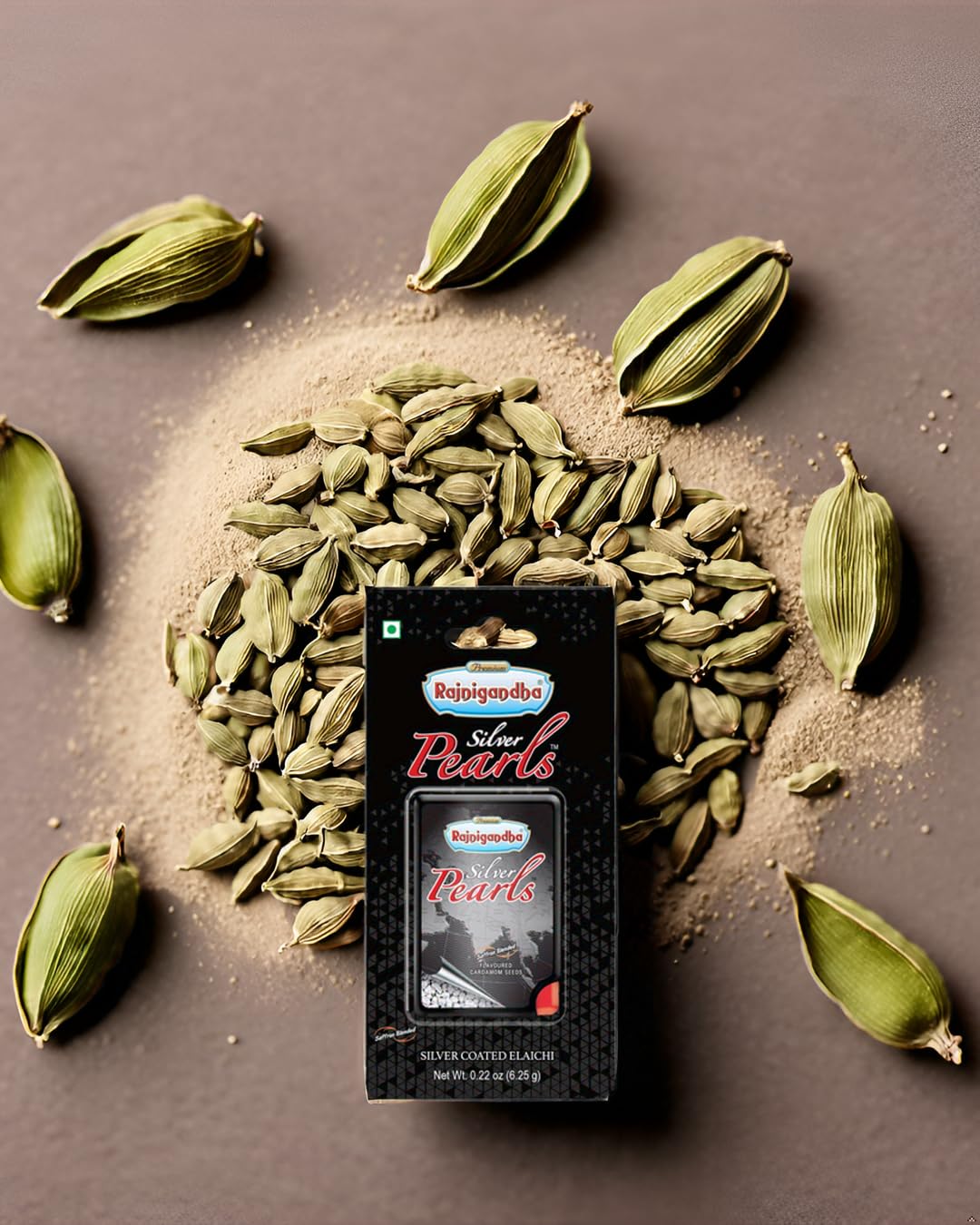 Rajnigandha Silver Pearls | Premium Mint with Silver Coated Elaichi | Saffron Blended Indian Mouth Freshener | DS Group Authenticated (Pack of 10)