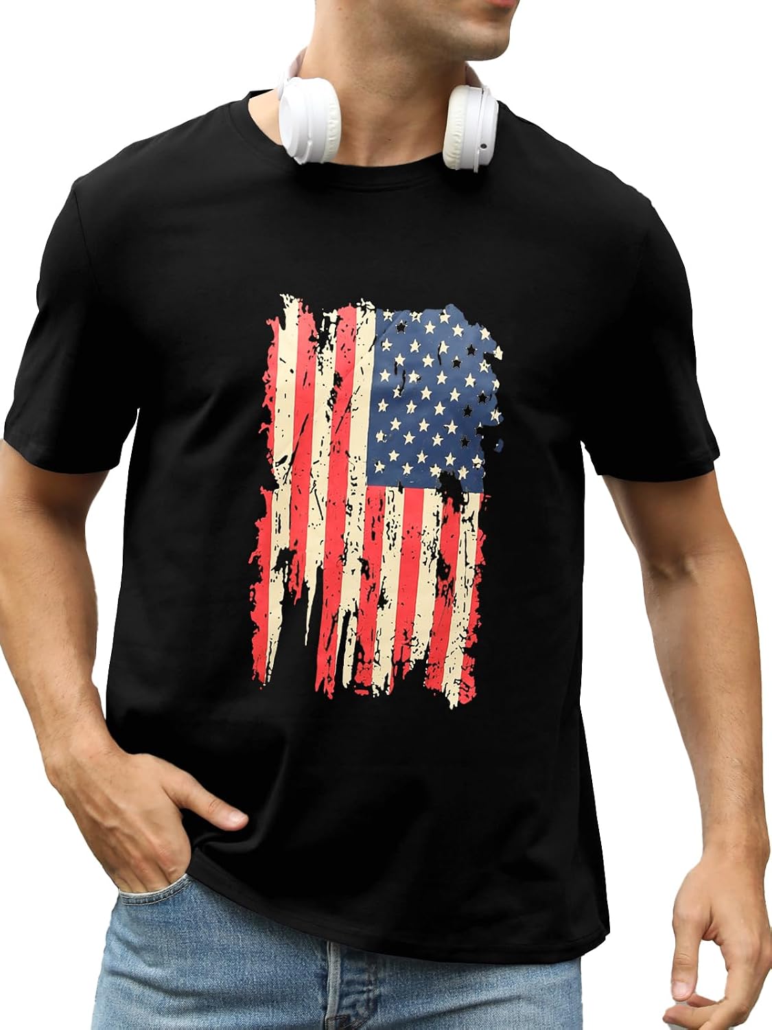 Mens 4th of July Independence Day America Flag Graphic T-Shirts Short Sleeve Patriotic Tee