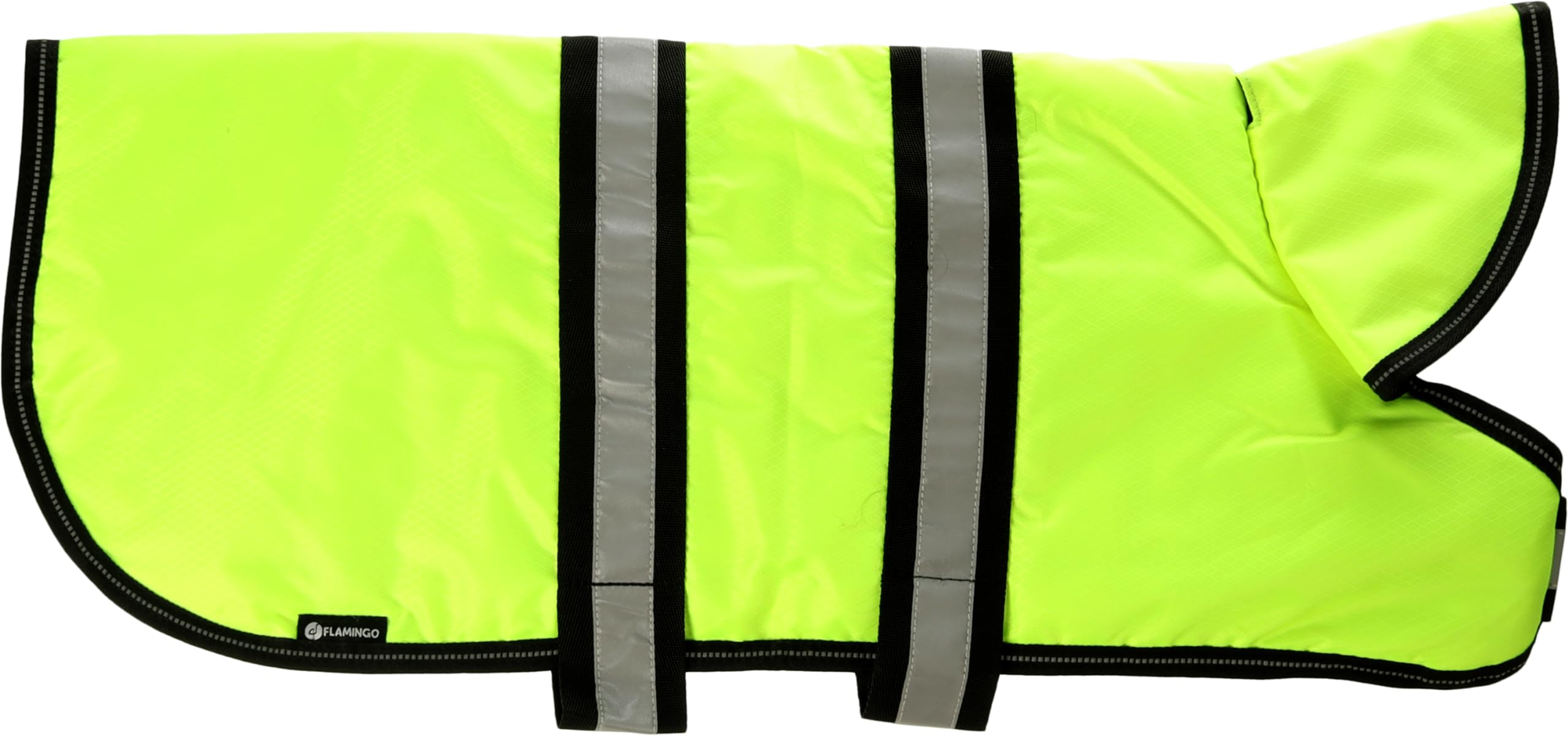 Flamingo Hundemantel Winter – Eisbär Fluo Gelb – XL 55cm – warm & modisch – Polyesterfaser – reflektierende Riemen – Wasser- & Winddicht – PU-Beschichtung – Geschirröffnung