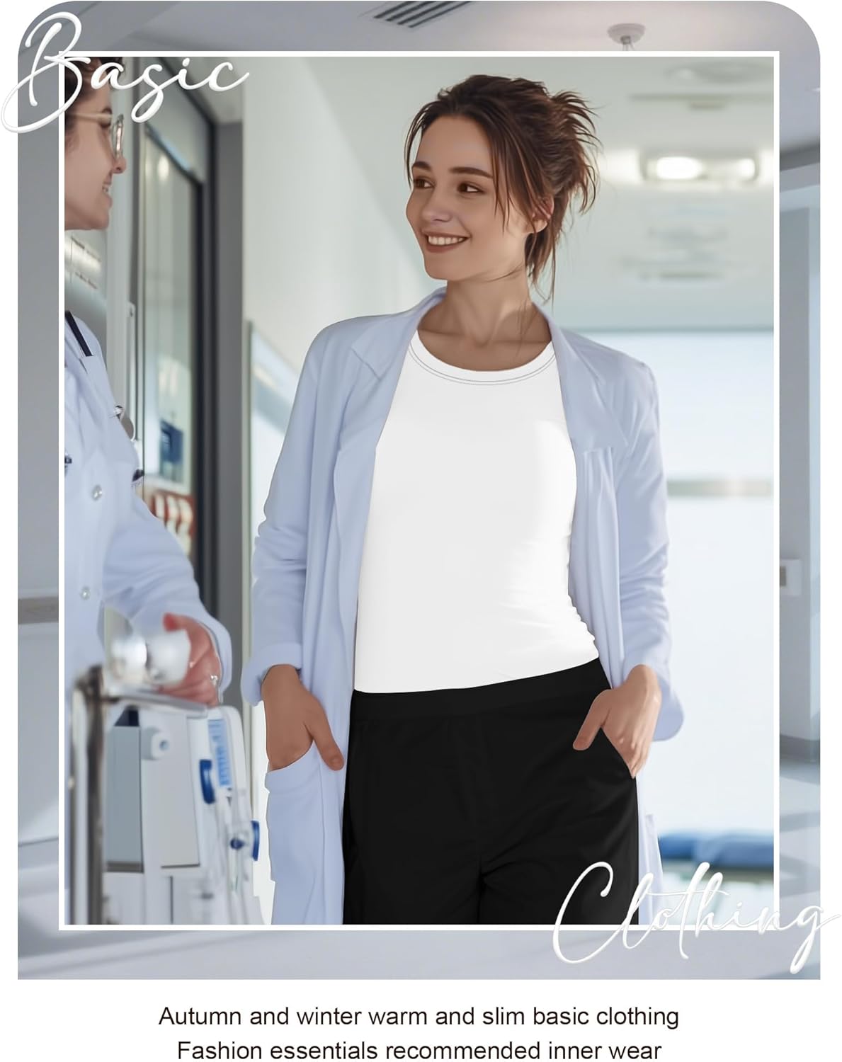 4 Pack Women's Underscrub Shirts Nurse Undershirts Long Sleeve Crewneck Slim Fit Tops Soft Stretchy Basic Tee - Image 6