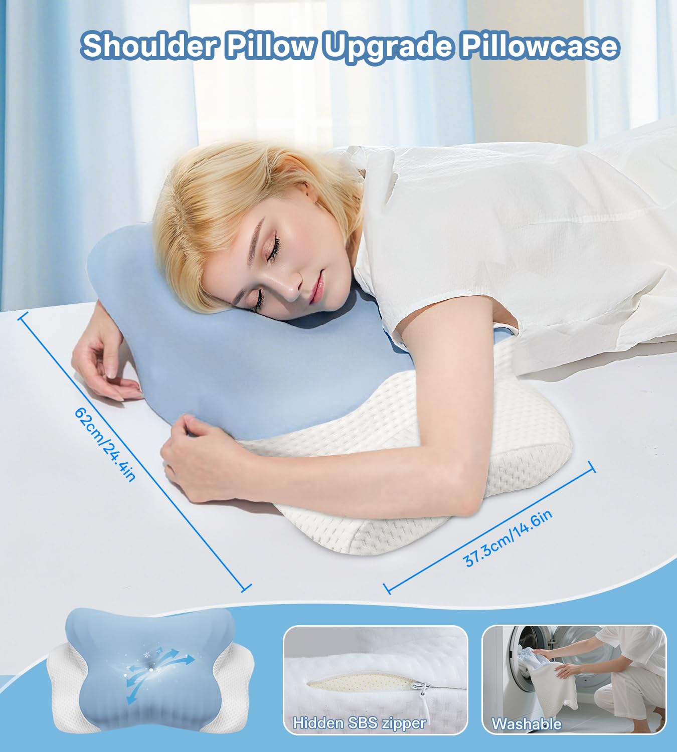 MISSCOZY Ergonomisches Kissen für Seitenschläfer, Halswirbelkissen zur Linderung von Nackenschmerzen, Anti-Schnarch-Schlafapnoe, Nackenstütze, Seiten-/Rücken-/Bauchschläfer, waschbarer Bezug Nr