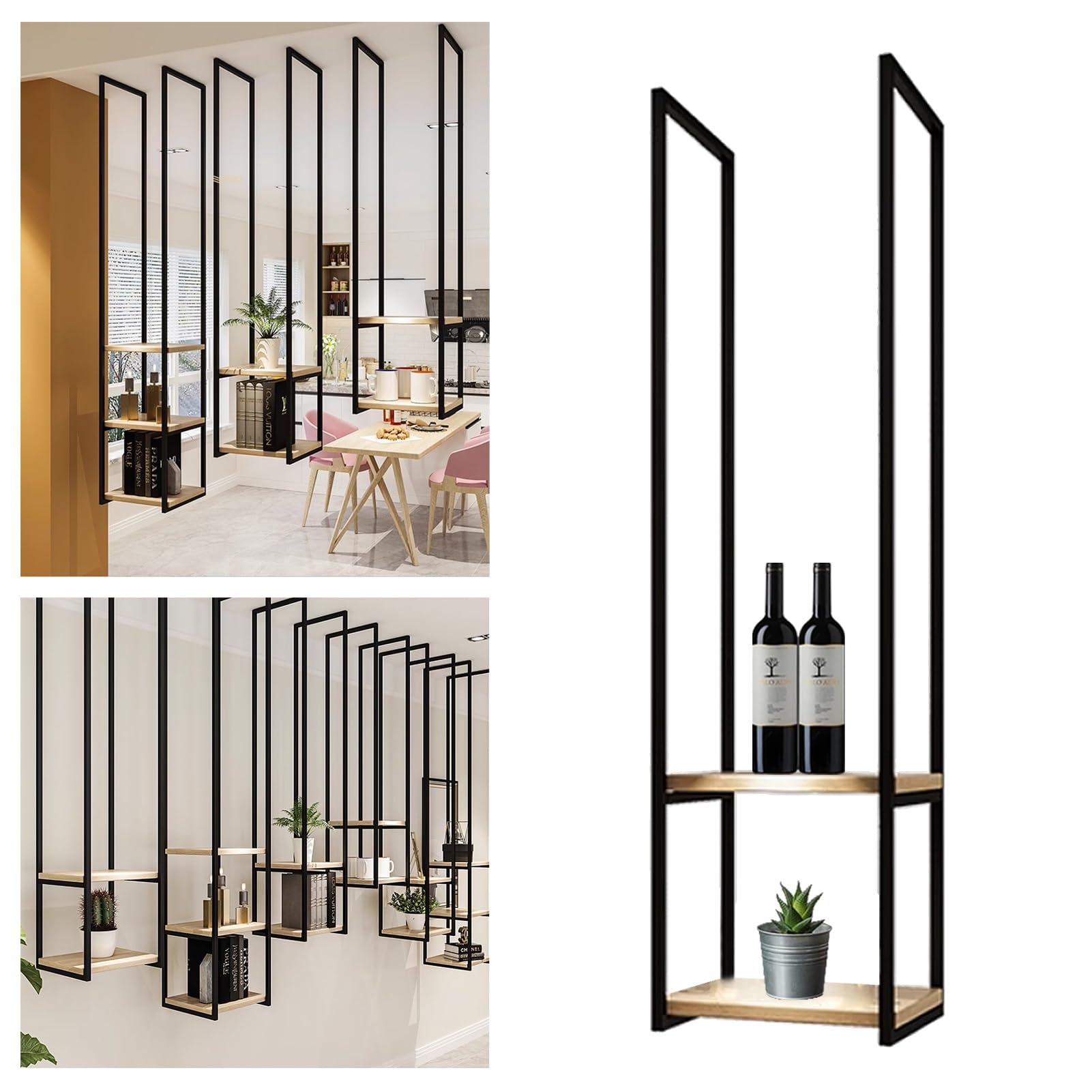 Étagère de rangement de cuisine suspendue à 2 niveaux avec cadre en fer 30x30x95 cm