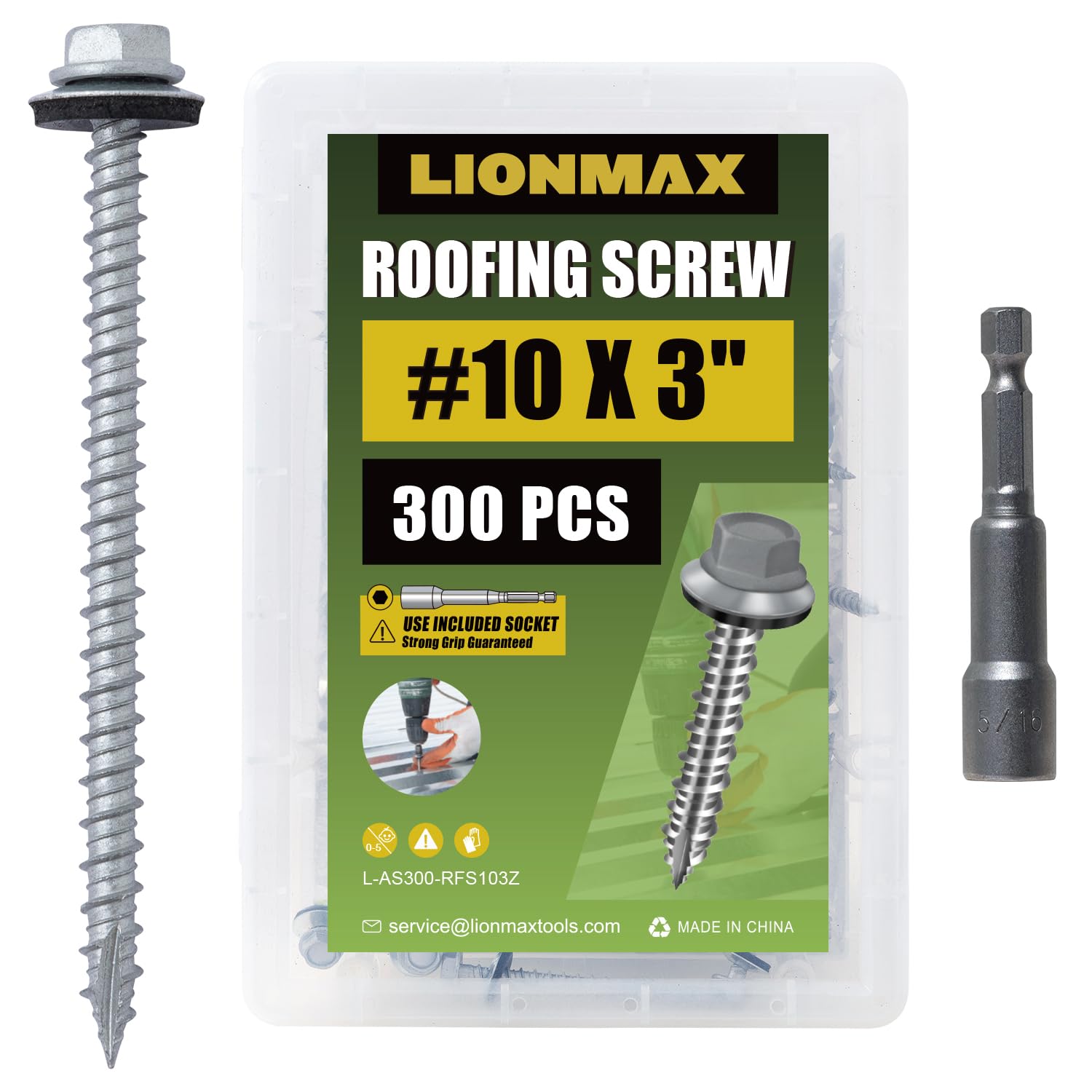 LIONMAX Metal Roofing Screws - 300 PCS -18