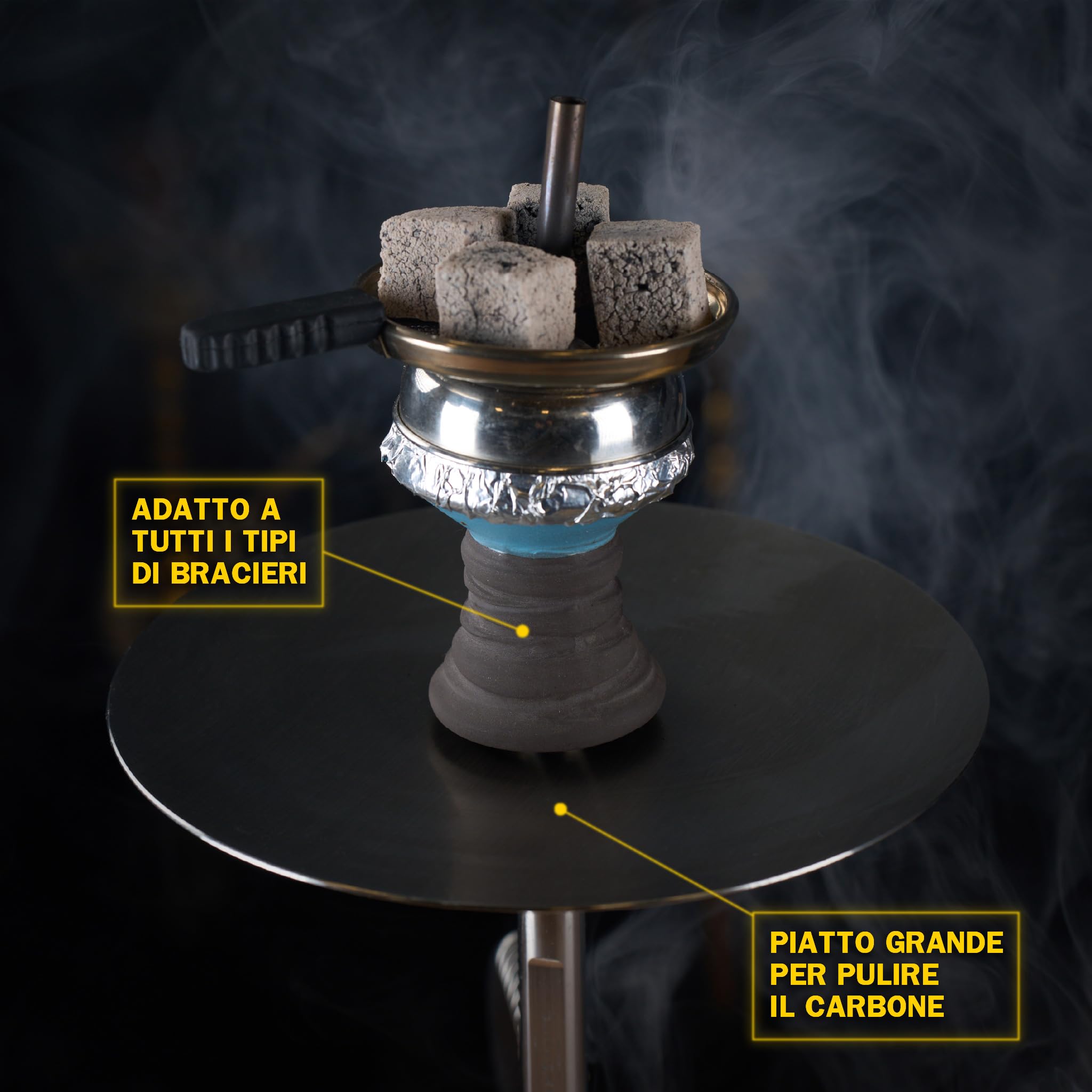 Steamulation Cachimba Ultimate Gold Metallic Gen.I | Shisha de Acero Inoxidable con Manguera de Silicona, Boquilla, Pinza, Cazoleta de Piedra HMD + 1 kg Carbón Cocobration 27 mm