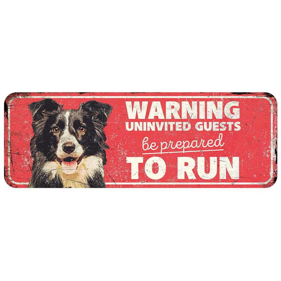 D&D Home, Collie Warning Sign 40 x 13 x 0.2 cm Red Dog Sign, Collie - Red