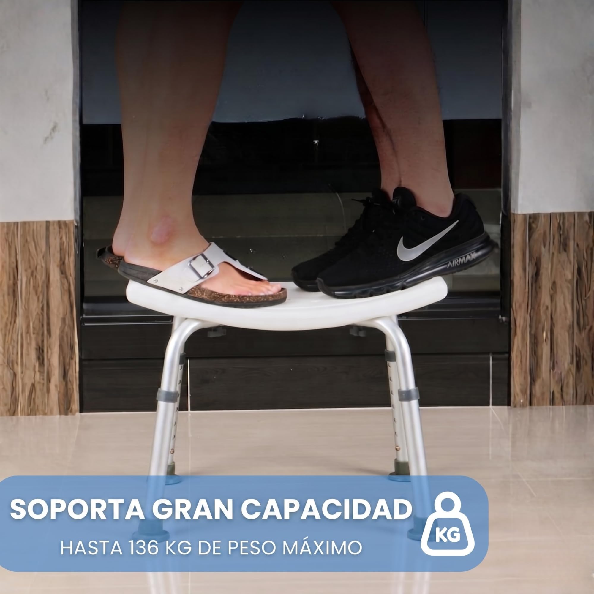 Taburete de Baño en U para Mayores y Embarazadas - Asiento Antideslizante Regulable 7 Alturas Banqueta Estable y Ligera Fácil Montaje Soporta 135 kg Ortopédico y Seguro