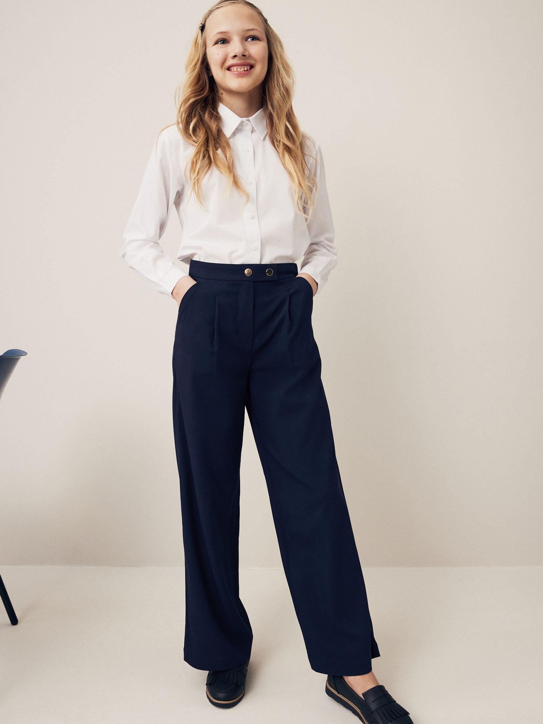 NEXT Fille Pantalon d’école Large Longueur Standard Senior