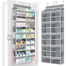 Yecaye Over The Door Organizer, 5 Tier Extra Large Behind Door Storage of 10 Compartments, 80lbs Heavy Duty Door Organizer Hanging with Clear Window for Closet Bedroom Pantry Bathroom, Grey