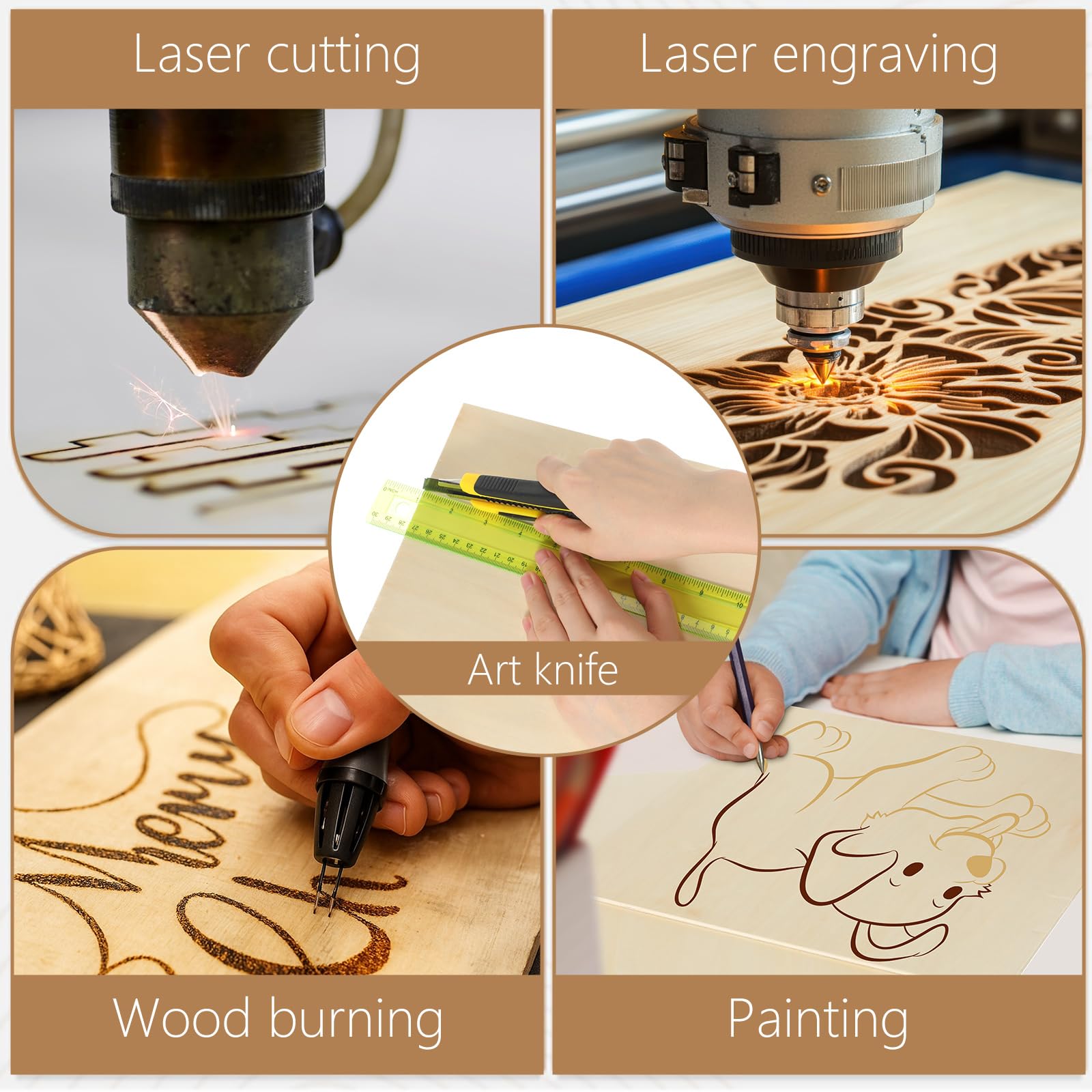 12 Pack Basswood Sheets 1/8 Inch,12"x12"x1/8" Plywood Sheets,3mm Basswood For Laser Cutting,Laser Engraving Blanks,Thin Natural Unfinished Wood For Crafts,Wood Burning,Scroll Saw Cutting - View #5