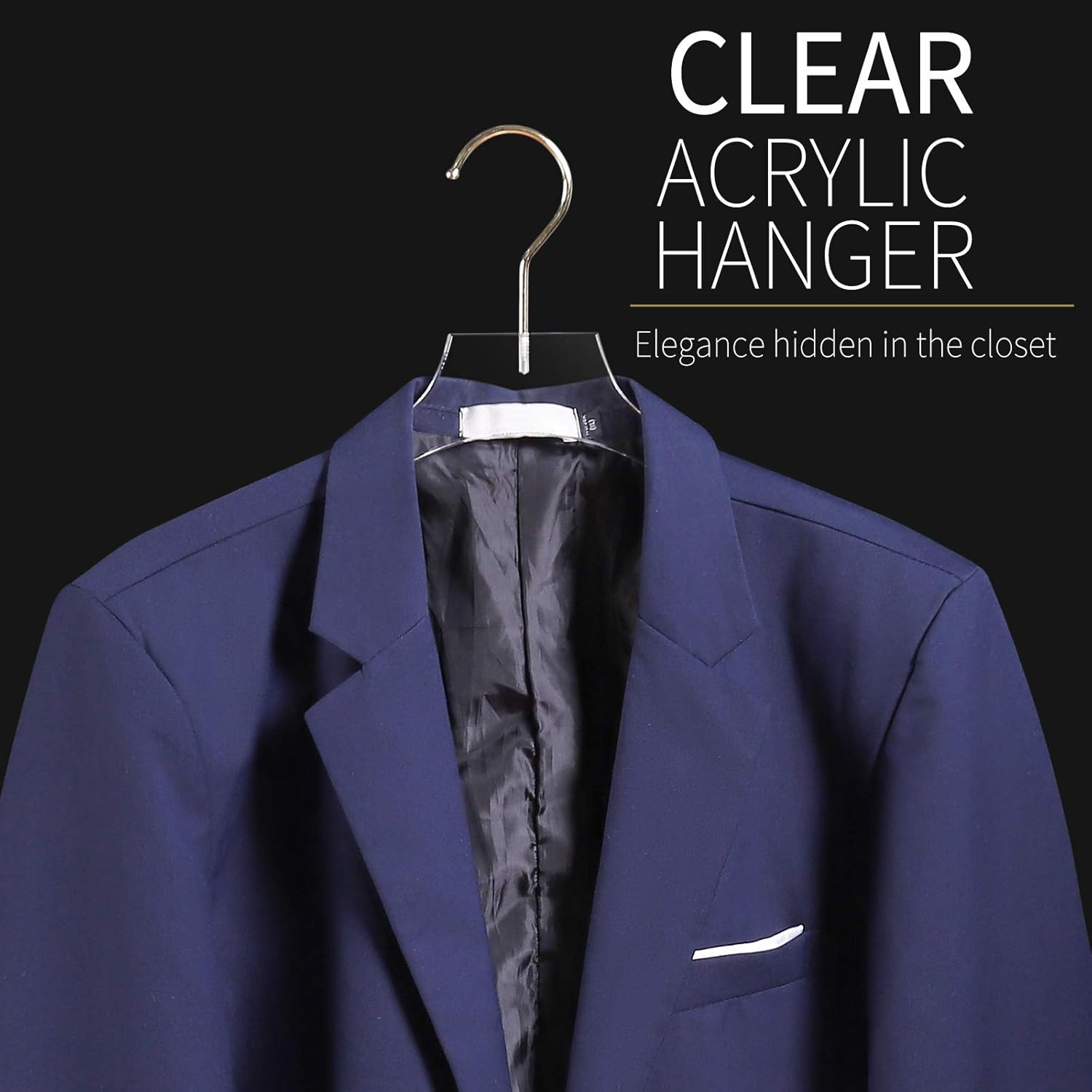 Acrylic Hangers Clear and Gold Premium Quality Clothes Hangers Standard Clothing - Image 4